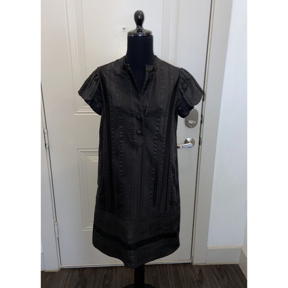 DIANE VON FURSTENBERG DVF Black Presley Cotton Blend Shift Dress Size 6